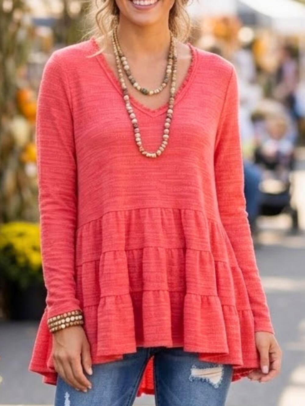 ANTHROPOLOGIE | DELETTA Thea Thermal Empire Waist Peasant Top, S